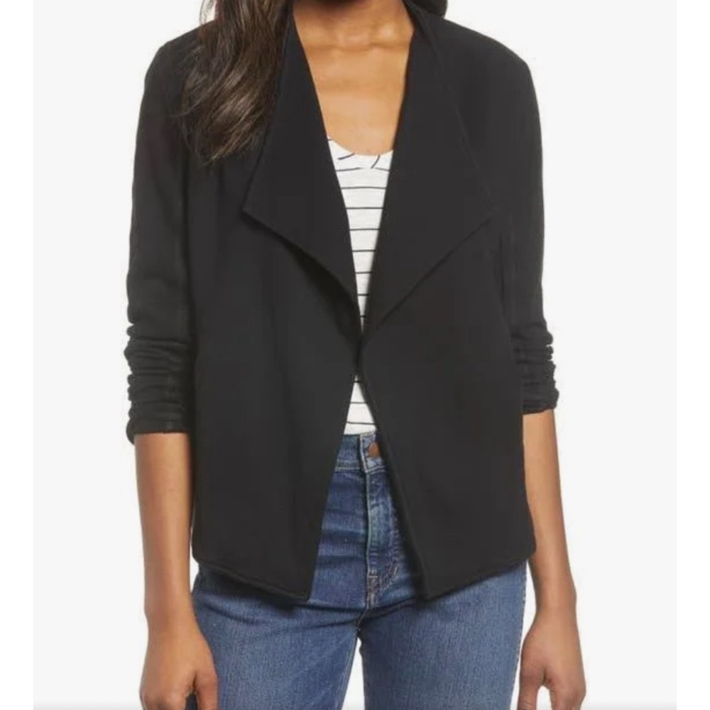 Caslon Black Drape Collar Soft Blazer Medium